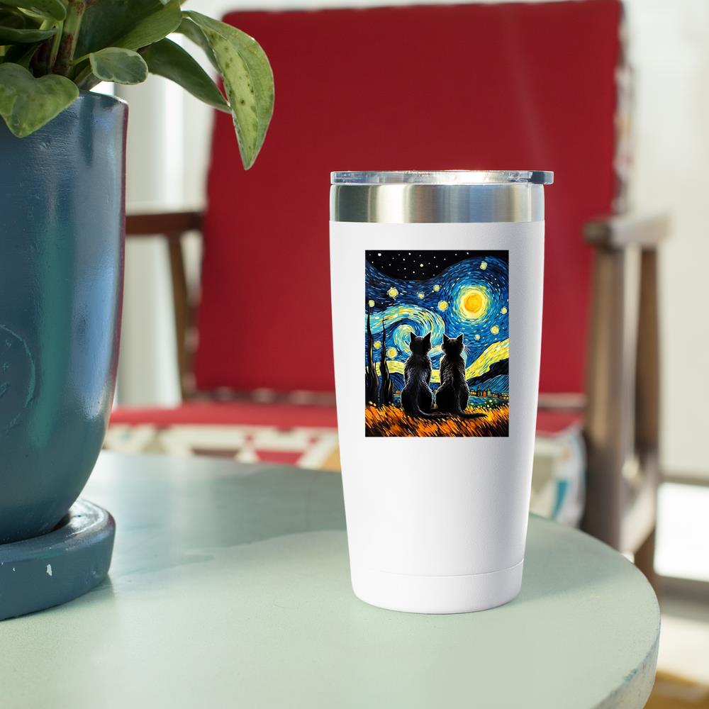 Xanawood Black Cats Lover Starry Night Vincent van Gogh Tumbler