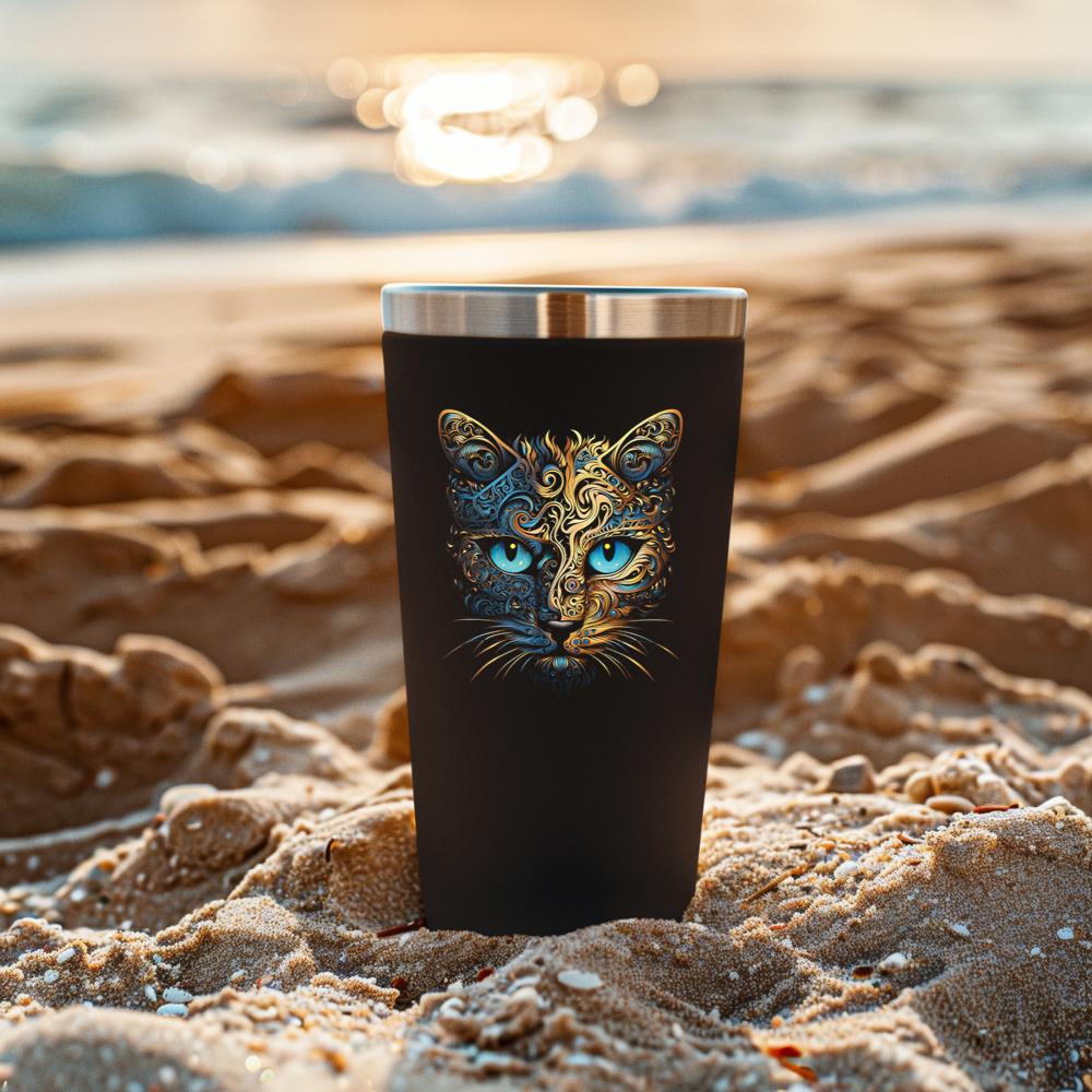Xanawood Cat Fantasy Blue Eyes Mandala Animal Art Cat Tumbler