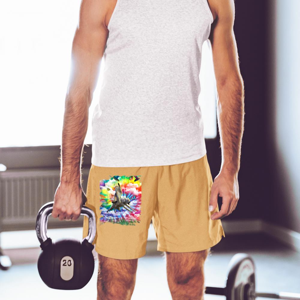 Xanawood Cat Riding Wolf Trippy Tie Dye Short