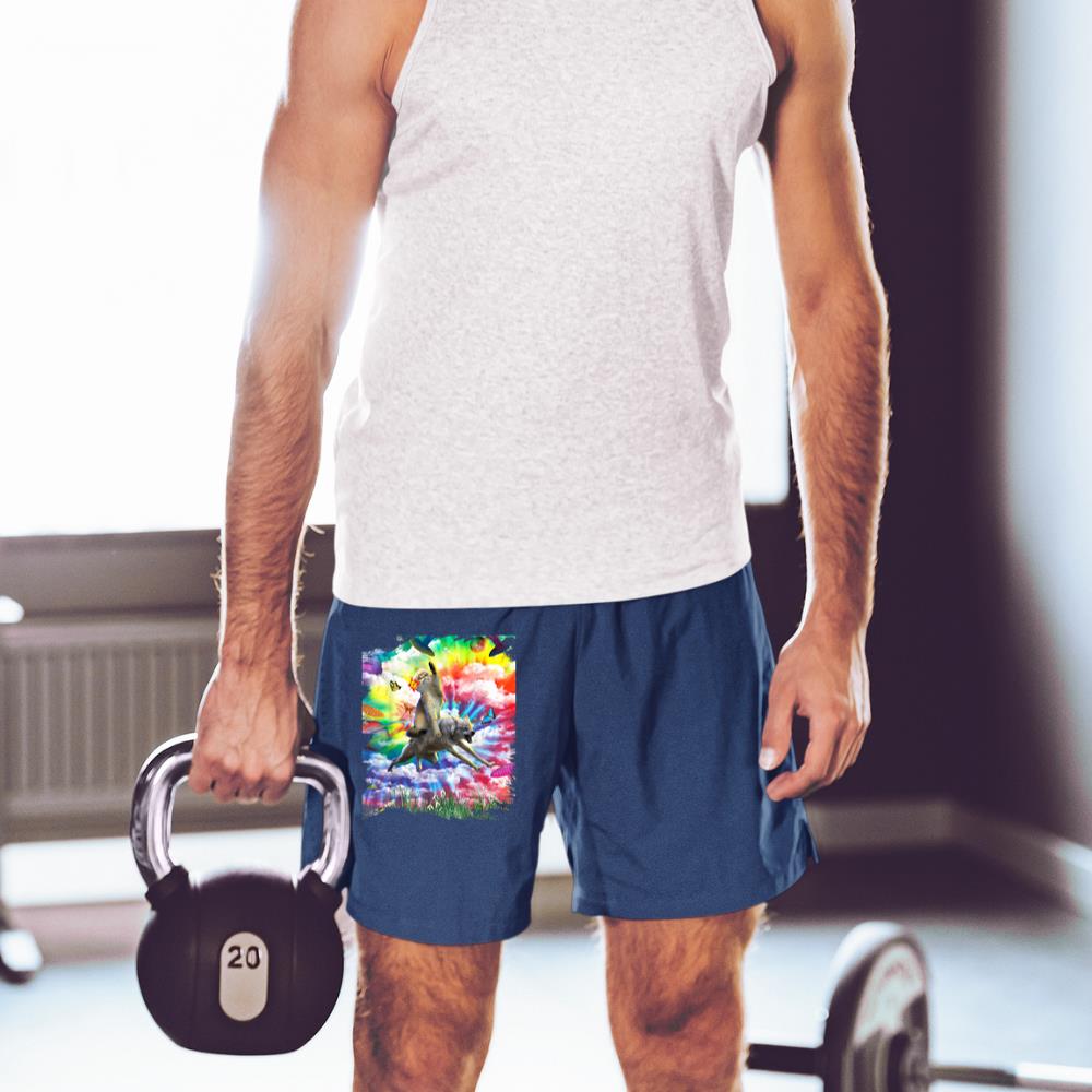 Xanawood Cat Riding Wolf Trippy Tie Dye Short
