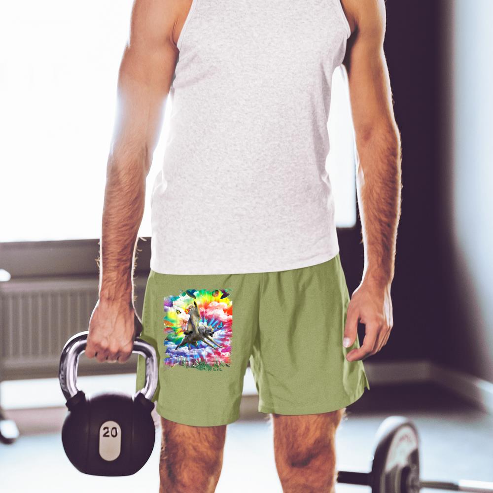 Xanawood Cat Riding Wolf Trippy Tie Dye Short