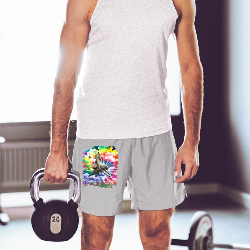 Xanawood Cat Riding Wolf Trippy Tie Dye Short