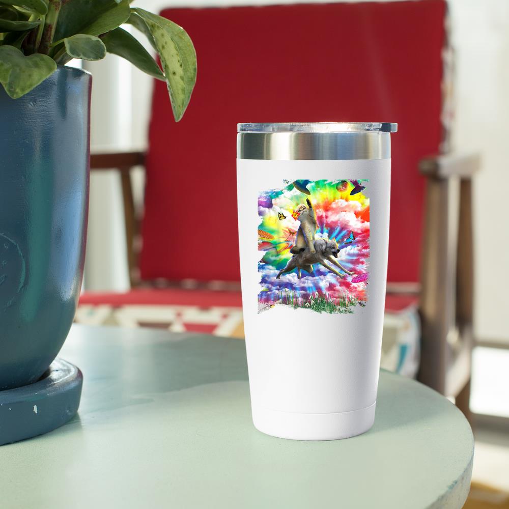 Xanawood Cat Riding Wolf Trippy Tie Dye Tumbler