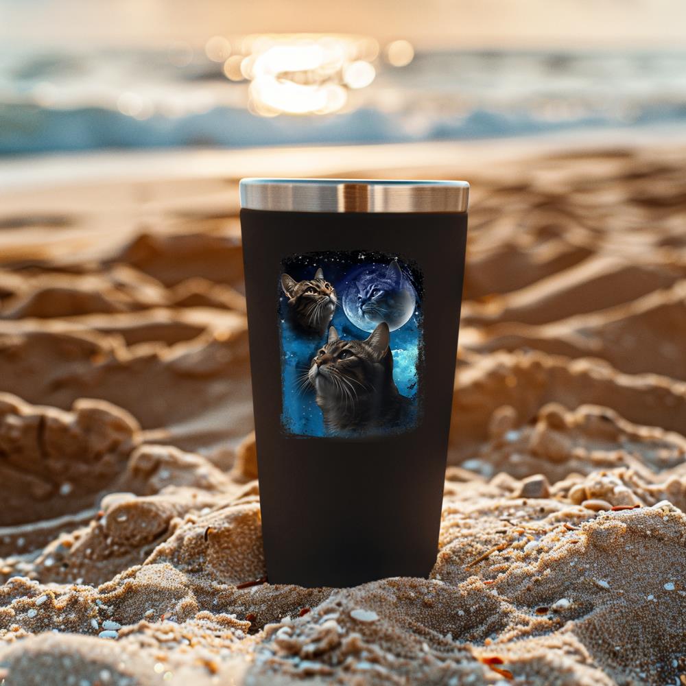 Xanawood Cats Howl at Moon Funny Vintage Three Cat Howling wolf meme Tumbler