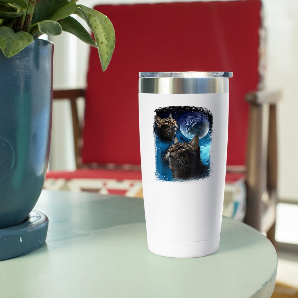 Xanawood Cats Howl at Moon Funny Vintage Three Cat Howling wolf meme Tumbler