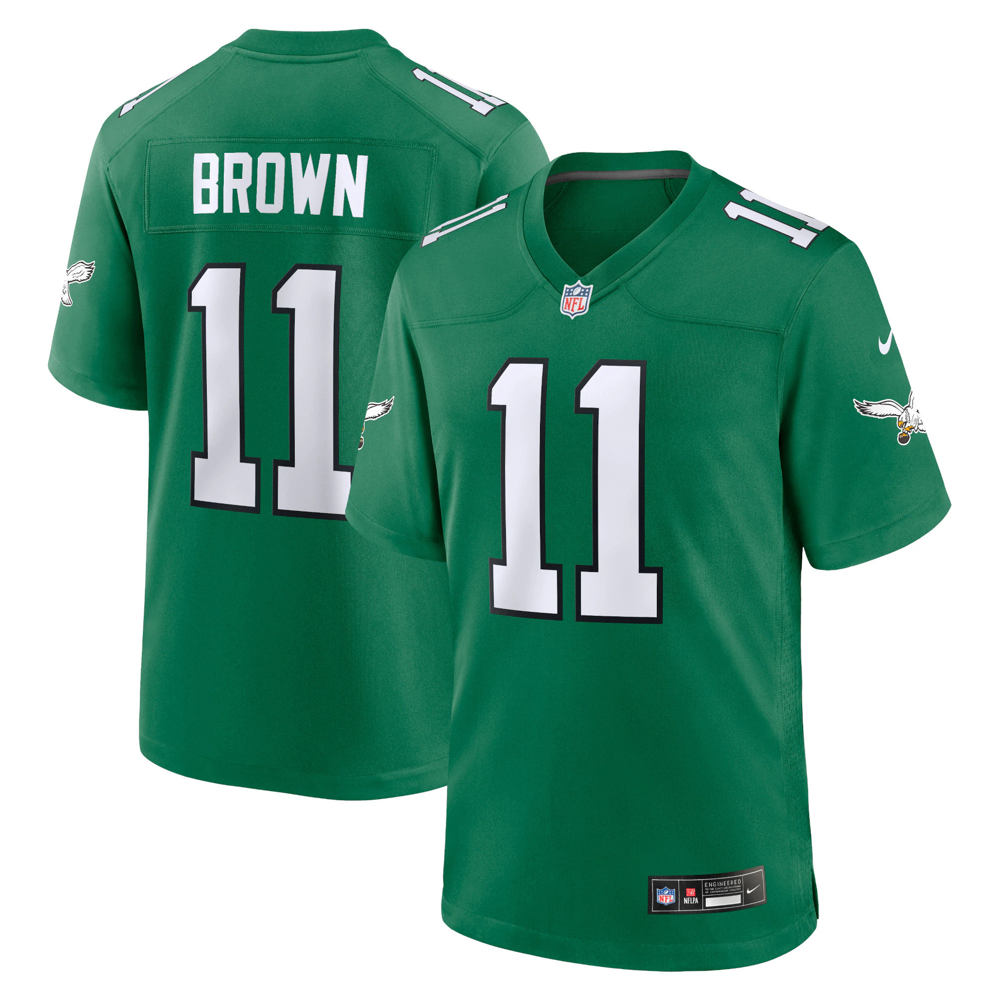 A.j. Brown Philadelphia Eagles BB Store Youth Alternate Player Game Jersey - Kelly Green