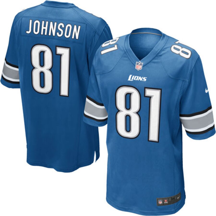 Calvin Johnson Detroit Lions BB Store Youth Team Color Game Jersey - Light Blue
